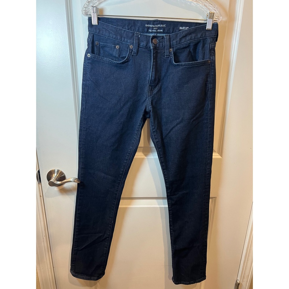 Banana Republic Mens Travel Jean Slim Fit Dark Wash Blue 30x32